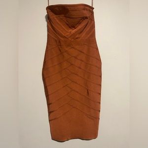 Fashion Nova Burnt Orange Bandage Dress